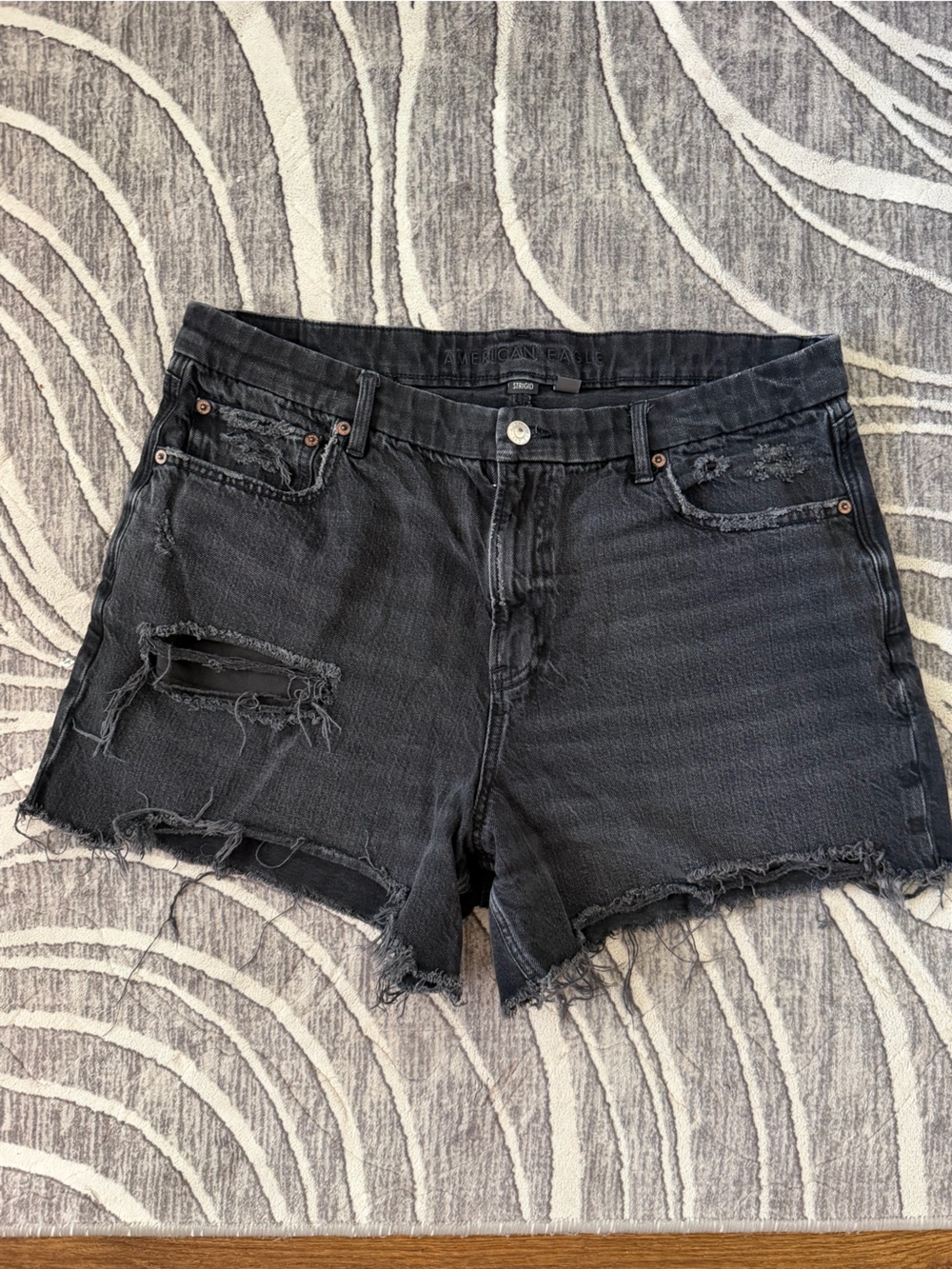 American Eagle Outfitters Black Distressed Denim Shorts